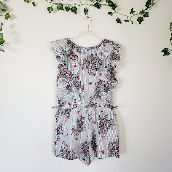 ROMPER STRIPE FLOWY FLORAL NEW - Picture 1 of 8